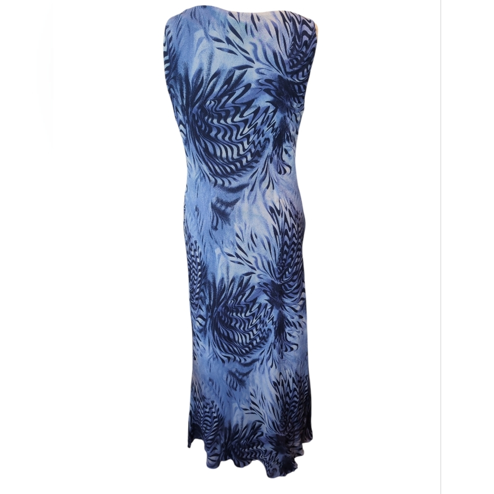 Donna Ricco Beautiful Blue Abstract Print Maxi Dress – Size 10 - Picture 3 of 8